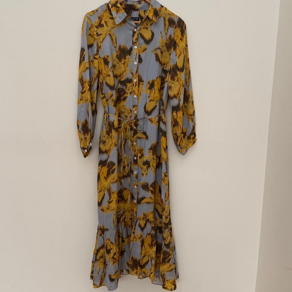 J Crew Floral Button-Down Midi Dress - Yellow and blue viscose - Picture 4 of 6